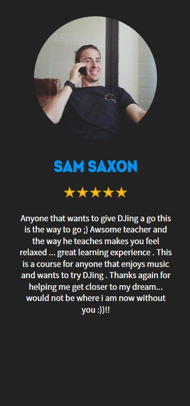 Sam Saxon testimonial